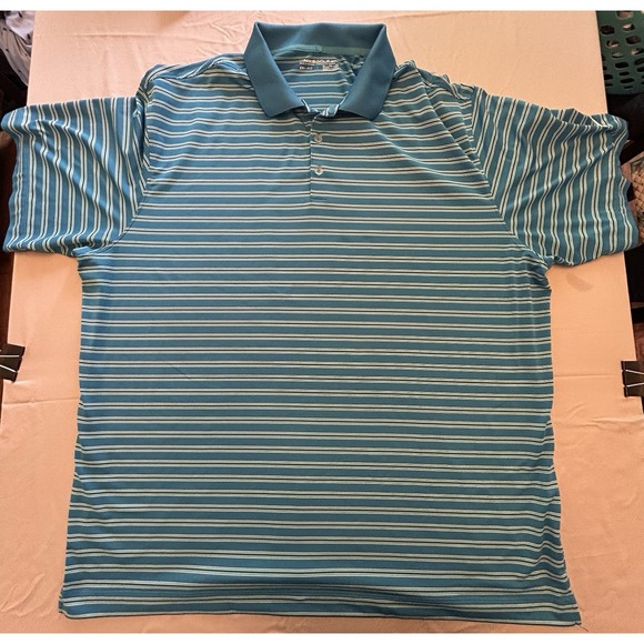 Nike Golf Blue Stripes Polo Shirt Size XXL Short Sleeve Dri-Fit - Picture 1 of 8